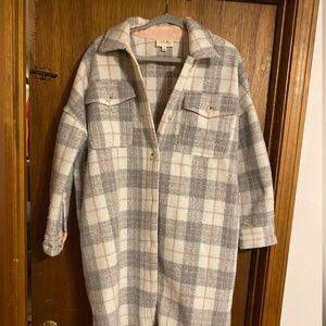 Anthropologie IF BY SEA full length plaid coat size small